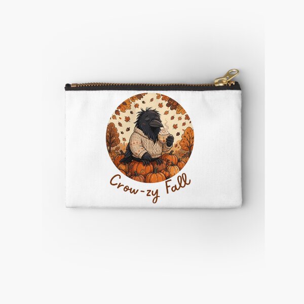 Item preview, Crow-zy Fall Funny Crow Pumpkin Spice Latte Autumn Bird Goblincore Birdwatching Pun designed and sold by Neurospicy Trolls.