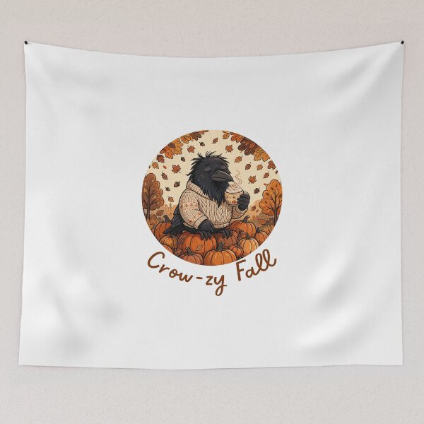 Item preview, Crow-zy Fall Funny Crow Pumpkin Spice Latte Autumn Bird Goblincore Birdwatching Pun designed and sold by Neurospicy Trolls.