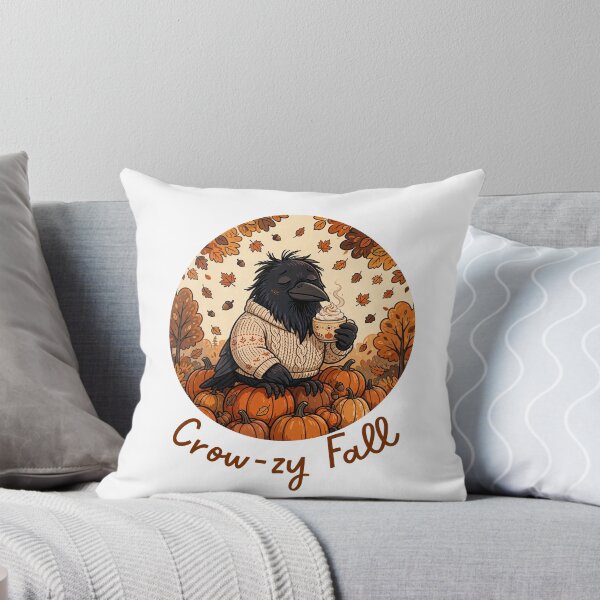 Item preview, Crow-zy Fall Funny Crow Pumpkin Spice Latte Autumn Bird Goblincore Birdwatching Pun designed and sold by Neurospicy Trolls.