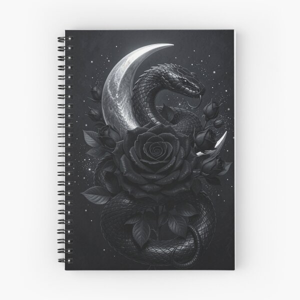 Item preview, Black Rose Serpent | Gothic Botanical Snake designed and sold by JanjjaSoulInk.