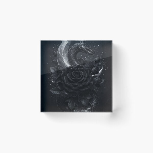Item preview, Black Rose Serpent | Gothic Botanical Snake designed and sold by JanjjaSoulInk.