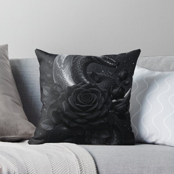 Item preview, Black Rose Serpent | Gothic Botanical Snake designed and sold by JanjjaSoulInk.