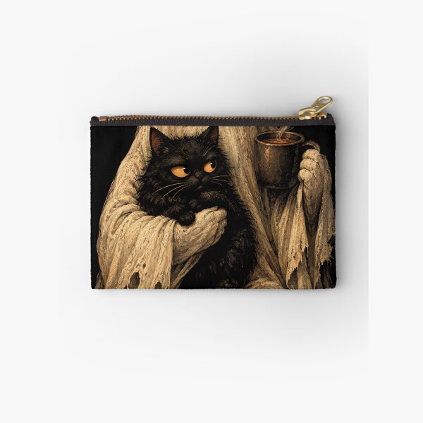 Item preview, Retro Funny Boojee Ghost Holding Black Cat Cozy Hot Latte designed and sold by will freed18.