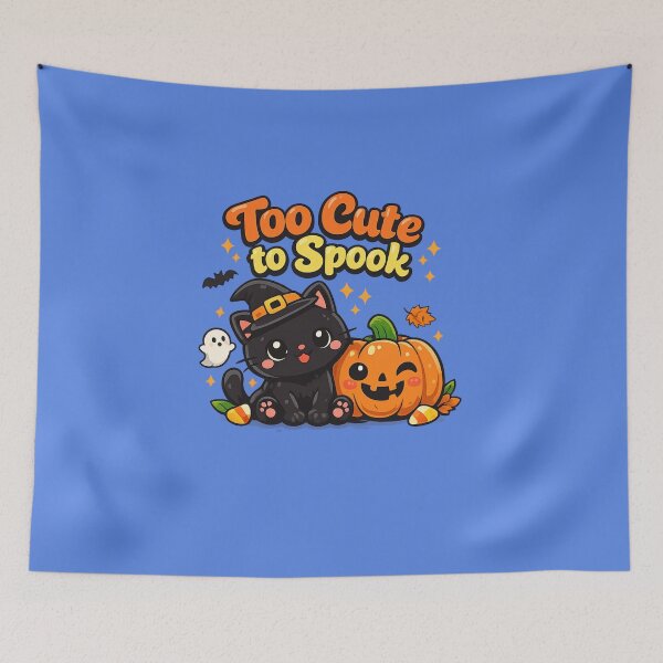 Item preview, Too Cute to Spook Cute Black Cat Halloween Retro Kawaii T-Shirt Sticker Gift designed and sold by mocci10.