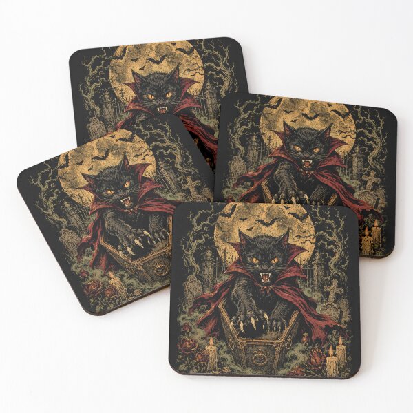 Item preview, Vampire Cat Under Full Moon – Spooky Halloween designed and sold by will freed18.