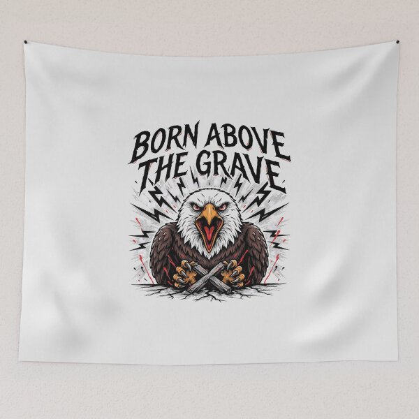 Item preview, Born Above The Grave Eagle Lightning Crossbones Graphic designed and sold by Enea Kelo.