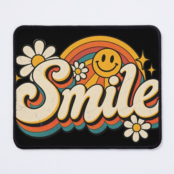 Item preview, Smile Retro 70s Daisy Rainbow Smiley Positive Vibes Graphic Tee designed and sold by TM DESIGNS AND MORE.
