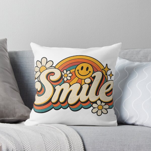 Item preview, Smile Retro 70s Daisy Rainbow Smiley Positive Vibes Graphic Tee designed and sold by TM DESIGNS AND MORE.