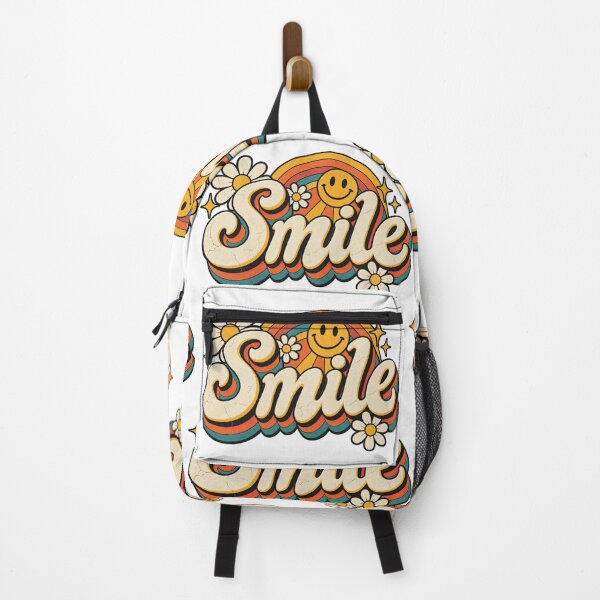 Item preview, Smile Retro 70s Daisy Rainbow Smiley Positive Vibes Graphic Tee designed and sold by TM DESIGNS AND MORE.
