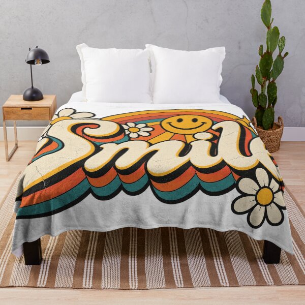 Item preview, Smile Retro 70s Daisy Rainbow Smiley Positive Vibes Graphic Tee designed and sold by TM DESIGNS AND MORE.