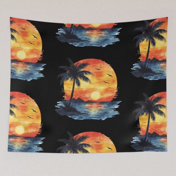 Item preview, Tropical Sunset with Palm Tree designed and sold by virdeiz.