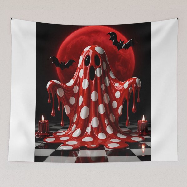 Item preview, Melting Polka Dot Ghost Blood Moon Halloween Pop Art designed and sold by YourColorsWall.