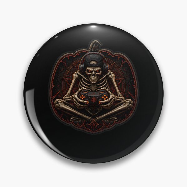 Item preview, Haunted Skeleton Gamer with Orange Headphones designed and sold by FreshPixelArt.