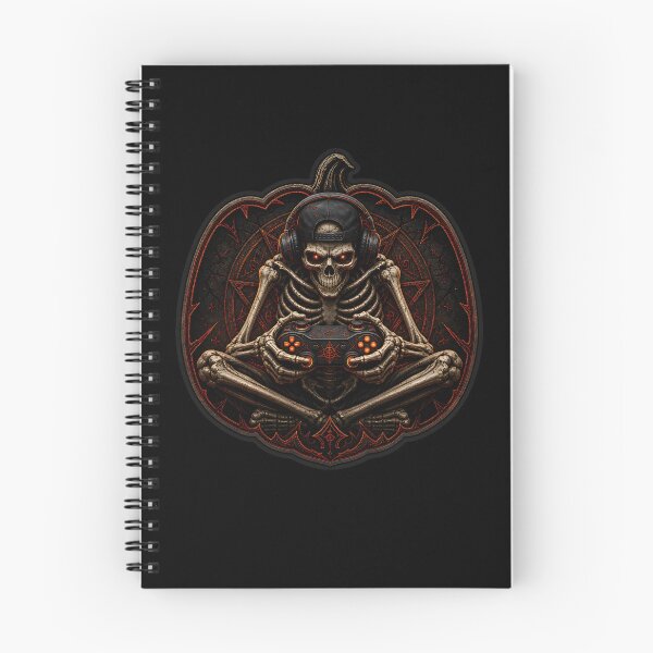 Item preview, Haunted Skeleton Gamer with Orange Headphones designed and sold by FreshPixelArt.