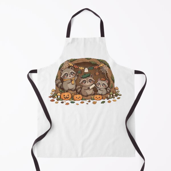 Item preview, Kawaii Raccoons Decorating Halloween Tree Hollow Pumpkins designed and sold by Neurospicy Trolls.