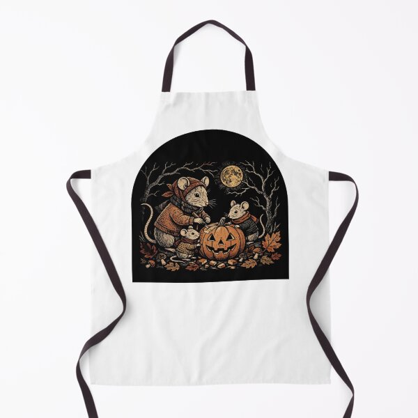 Item preview, Cozy Mice Carving Pumpkin Moon Halloween Dark Folk Art designed and sold by Neurospicy Trolls.