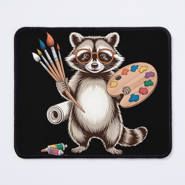 Item preview, Vintage Artist Raccoon with Paint Palette & Brushes designed and sold by LinaDesign Store.