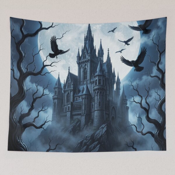 Item preview, Haunted Moon Castle | Gothic Night Fantasy designed and sold by JanjjaSoulInk.