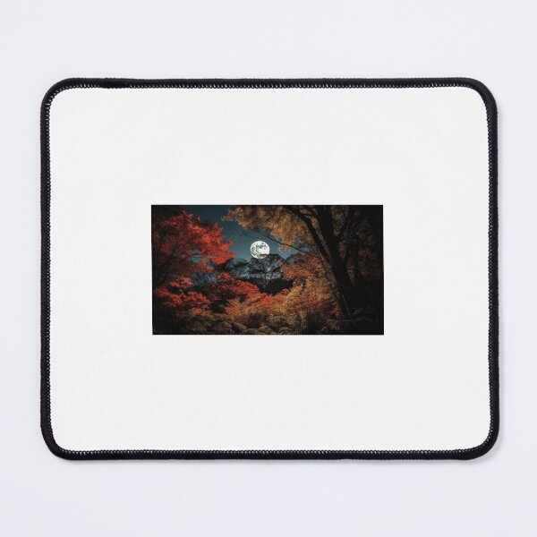 Item preview, Autumn Full Moon Over Crimson Forest Nightscape Art Print designed and sold by D Digital Art.