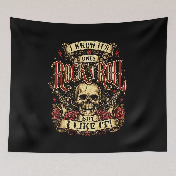 Item preview, I Know It's Only Rock N Roll But I Like It - Vintage Skull Design designed and sold by Roadkill Creations.