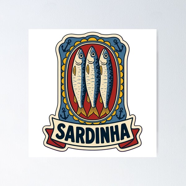 Item preview, Sardinha Lisboa | Retro Portuguese Sardine Tin Vintage Art designed and sold by StickyGuys.