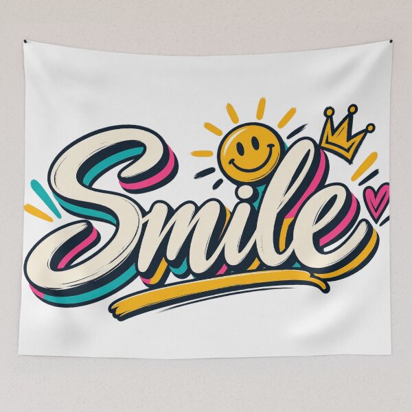 Item preview, Smile Positive Vibes Retro Smiley Face Typography Graphic Tee designed and sold by TM DESIGNS AND MORE.