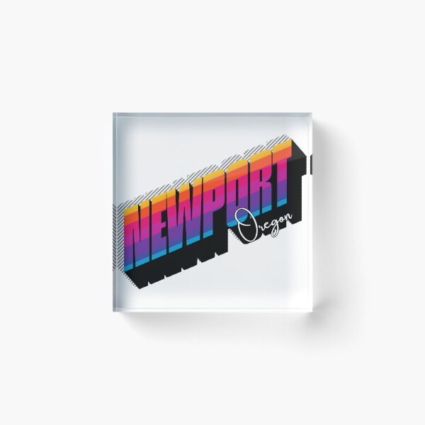Item preview, Newport Oregon Retro Rainbow 3D Bold Typography Design designed and sold by DonnaRaine.