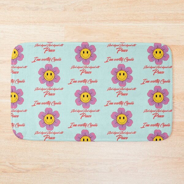 Item preview, I Am Worthy Capable Aligned With Peace Smiley Flower Quote designed and sold by NikBrin Prevail .