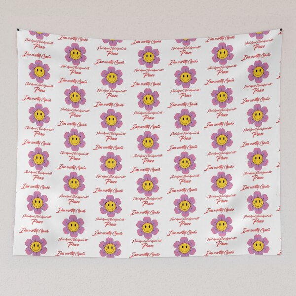 Item preview, I Am Worthy Capable Aligned With Peace Smiley Flower Quote designed and sold by NikBrin Prevail .