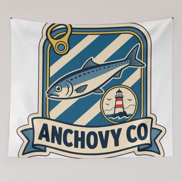 Item preview, Anchovy Co Label | Retro Portuguese Sardine Tin Vintage Art designed and sold by StickyGuys.