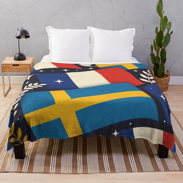 Item preview, France Sweden Flags Retro Pattern | Vintage football All-Over Print Design designed and sold by Nexus Space.