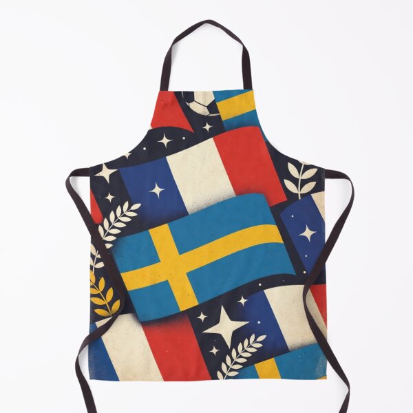 Item preview, France Sweden Flags Retro Pattern | Vintage football All-Over Print Design designed and sold by Nexus Space.
