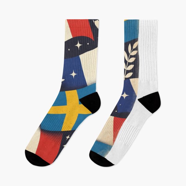 Item preview, France Sweden Flags Retro Pattern | Vintage football All-Over Print Design designed and sold by Nexus Space.