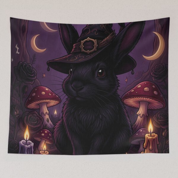 Item preview, Witchy Black Rabbit | Cute Gothic designed and sold by JanjjaSoulInk.