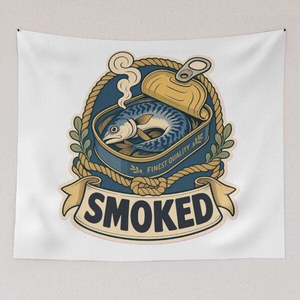 Item preview, Smoked Mackerel Tin | Retro Portuguese Sardine Tin Vintage Art designed and sold by StickyGuys.