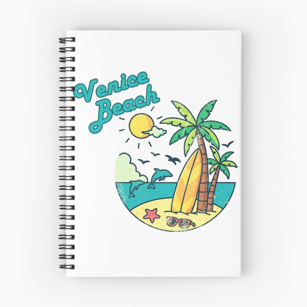 Item preview, Venice Beach Retro Surf Badge Dolphins Palm Trees Sunset Print designed and sold by DonnaRaine.