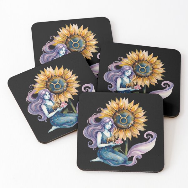 Item preview, ​Taurus Zodiac Goddess with Sunflower and Bull designed and sold by SilentFlower.