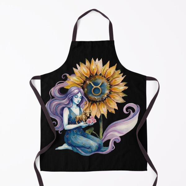 Item preview, Taurus Zodiac Goddess with Sunflower and Bull designed and sold by SilentFlower.