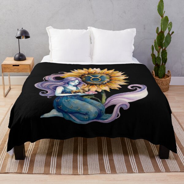 Item preview, Taurus Zodiac Goddess with Sunflower and Bull designed and sold by SilentFlower.