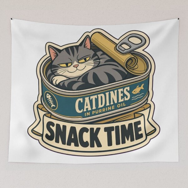 Item preview, Cat and Sardine Tin | Retro Portuguese Sardine Tin Vintage Art designed and sold by StickyGuys.