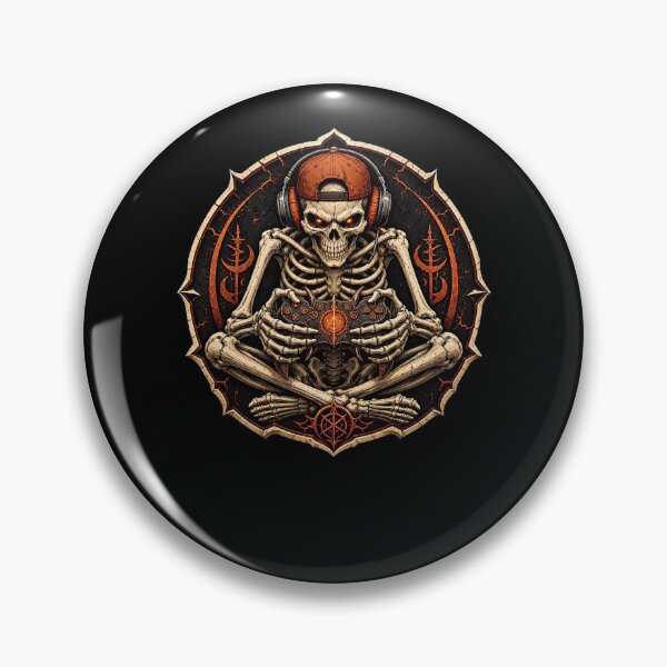 Item preview, Haunted Skeleton Gamer with Orange Headphones designed and sold by FreshPixelArt.