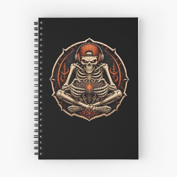 Item preview, Haunted Skeleton Gamer with Orange Headphones designed and sold by FreshPixelArt.
