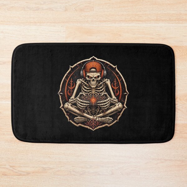 Item preview, Haunted Skeleton Gamer with Orange Headphones designed and sold by FreshPixelArt.