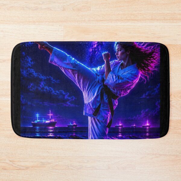 Item preview, ⚡ Cyberpunk Karate Fighter | Neon Martial Arts designed and sold by NeonRealmsStudio.