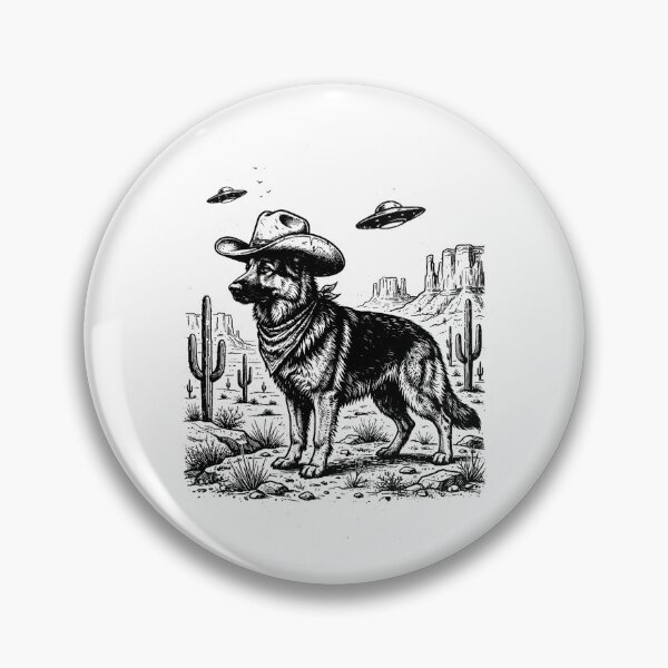 Item preview, Vintage Western Cowboy German Shepherd UFO in the Wild Desert designed and sold by SOUFIANE1991.