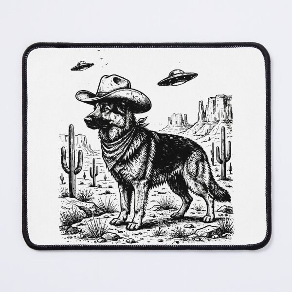 Item preview, Vintage Western Cowboy German Shepherd UFO in the Wild Desert designed and sold by SOUFIANE1991.