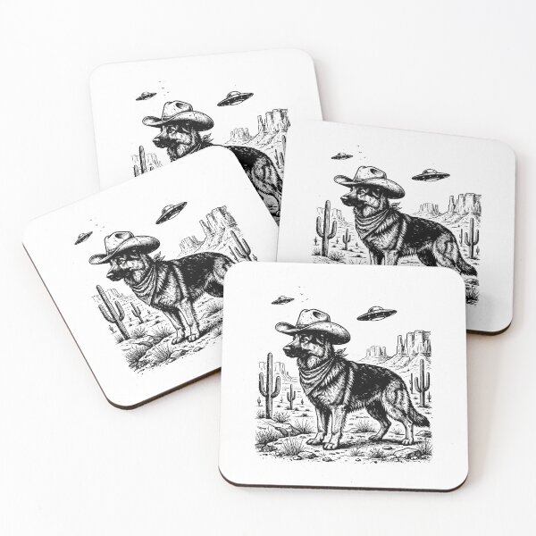 Item preview, Vintage Western Cowboy German Shepherd UFO in the Wild Desert designed and sold by SOUFIANE1991.