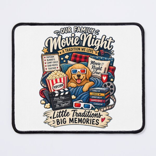 Item preview, Our Family Movie Night – Cozy Cinema Dog & Popcorn Lover designed and sold by alexcorporation.