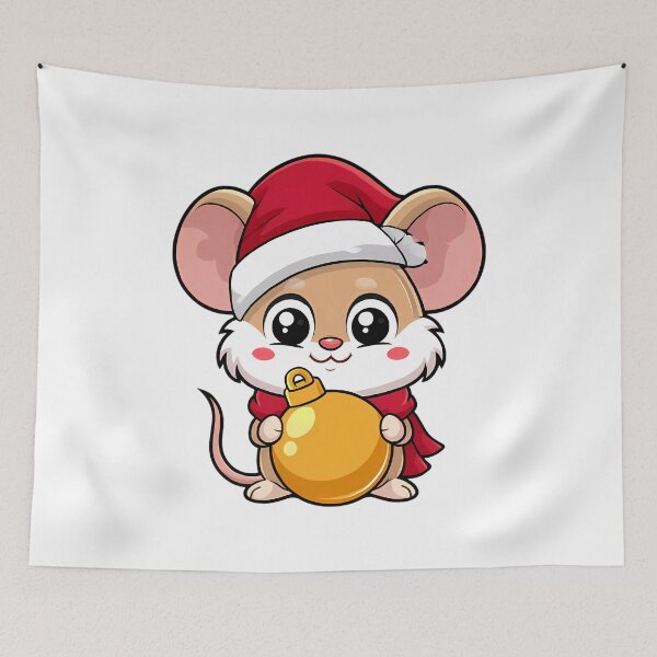 Item preview, Tiny Fluffy Christmas Mouse designed and sold by Retro Whimsy.