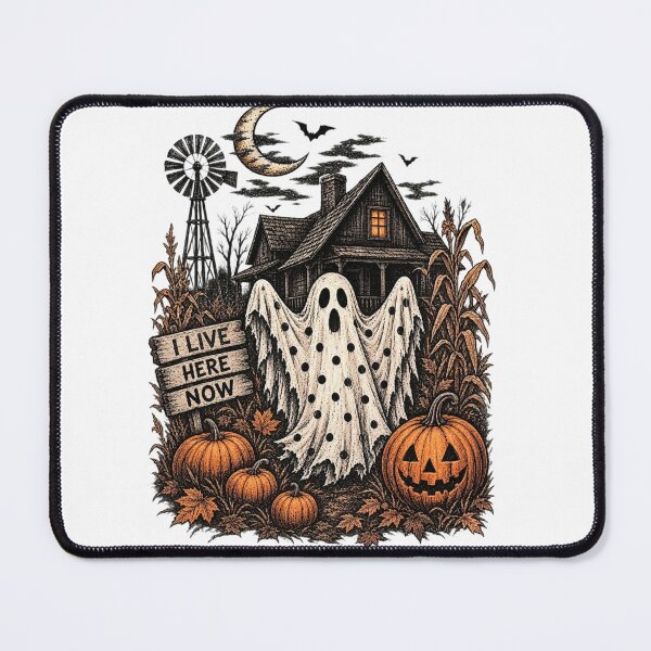 Item preview, Vintage Halloween Ghost Haunted Farmhouse – I Live Here Now designed and sold by ASMR10.